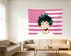 My Hero Academia Deku Pink American Flag Tapestry Anime Wall Decor Flat Print Bedroom Dorm Banner MHA Fan Gift