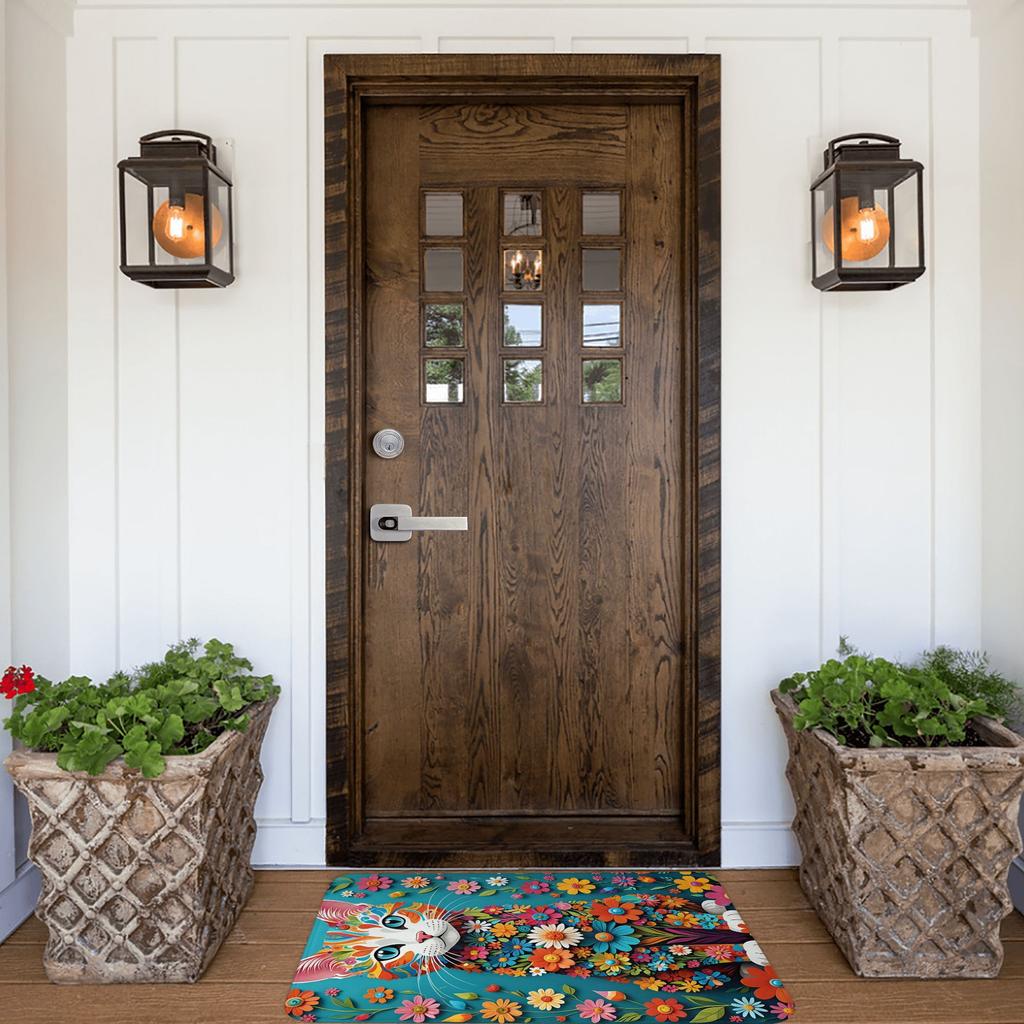 Floral Cat Doormat Mat Anti-Slip  Bathroom Kitchen Living Room Rug Carpet 40*60cm