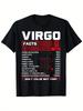 VIRGO Zodiac Sign Plus Size Men's Clothing - Black Casual Tee with Unique Red and White Design, Featuring Virgo Traits and Percentage Values - Perfect