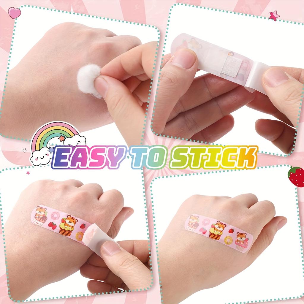 100pcs Colorful Animal Wound Stickers - Teen Waterproof Foot/Body Care Patches, Durable Fun Pattern Protective Body Care