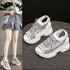 Womens Hollow Out Sport Sandals Fabric Lace Up Footwear Front Vulcanized Shoes For Women Thick Platform Wedge Sandals