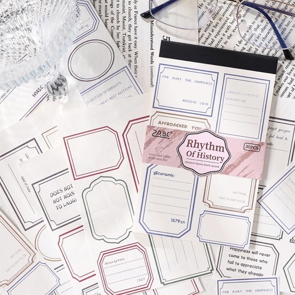Vintage Memo Pads 30 Sheets, 15.4x9.4cm Non-adhesive Junk Journal Paper for Scrapbooking
