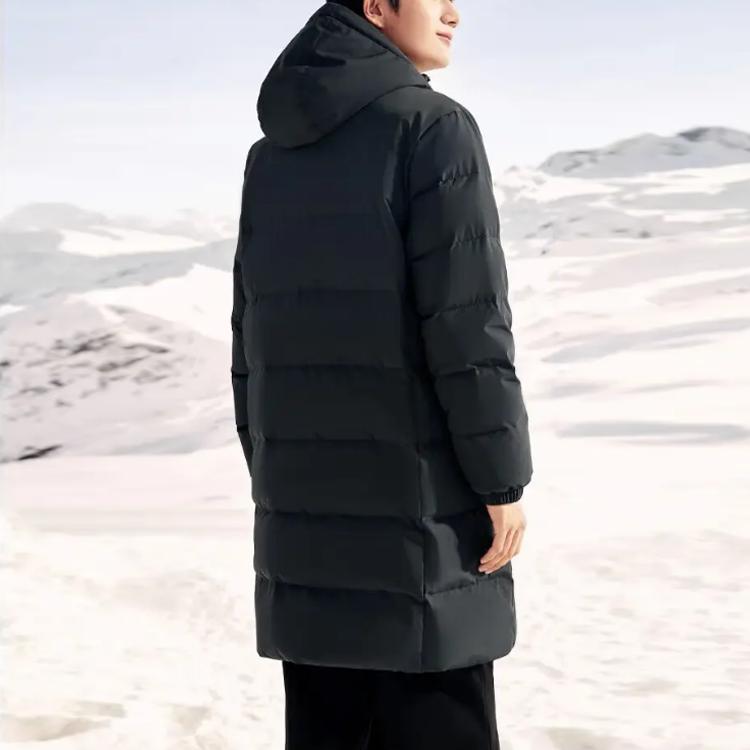 Anta Solid Color Hooded Straight Cut Warm Down Jacket Men Outerwear Black 952348907-3