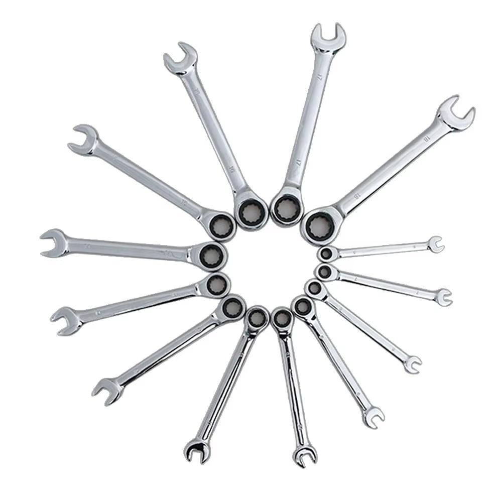 1Pcs 8-17mm Ratcheting Socket Spanner Metric Nut Hand Tool Durable Ratchet Wrench