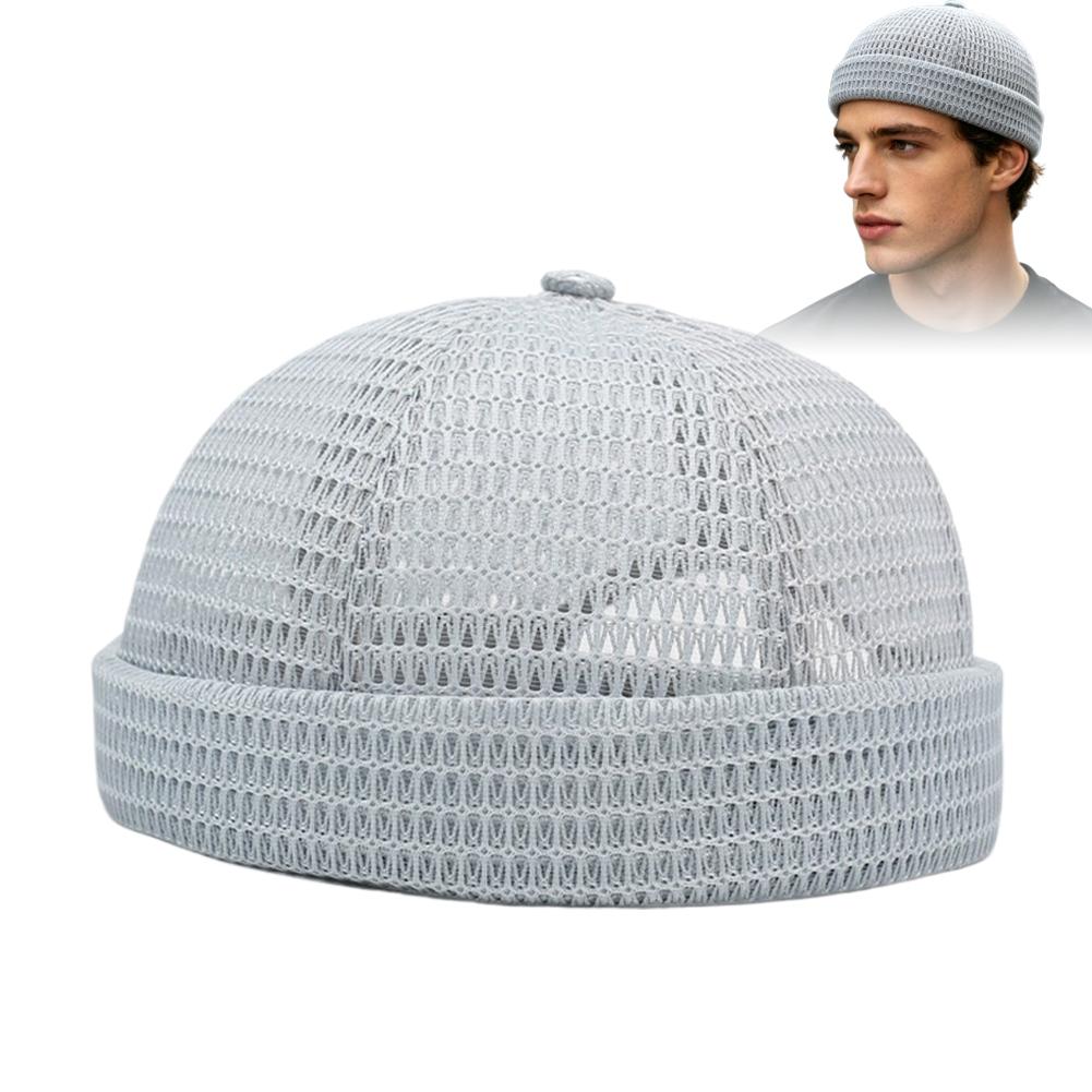 Hip-hop Cap Docker Beanie Cycling Cap Mesh Breathable Brimless Melon Skin Hat Summer Mesh Brimless Docker Cap