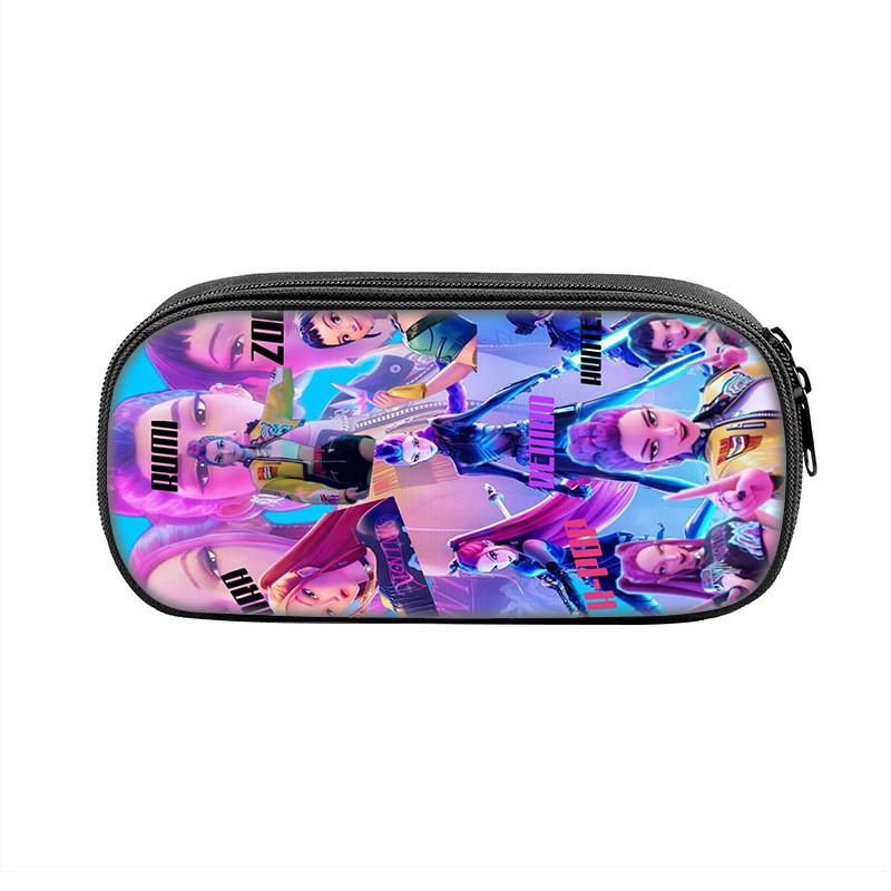 Kpop Demon Hunters Portable Pencil Pouch Nylon Storage Case For Kids And Teens