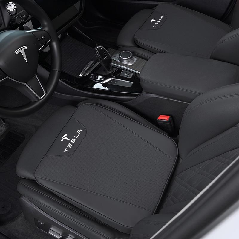 Car Seat Cushion Leather Soft Pad 6CM Thick Sponge Cushioning For Tesla Model-Y Model-3 Model-X Model-S Cybertruck Interior