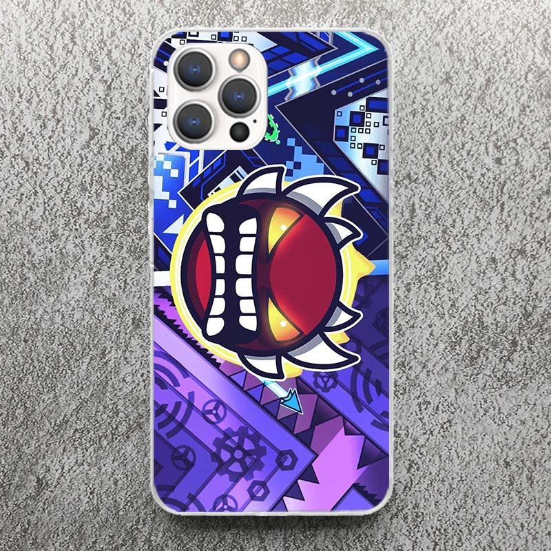 Custodia morbida con stampa del gioco Geometry Dash per iPhone 17 Air 16 16E 15 14 Plus 13 Mini 12 11 Pro Max Cover con motivo per telefono SE 7 8