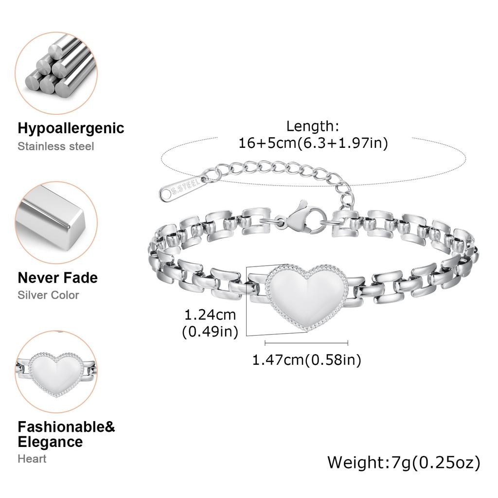 Vnox Edelstahl Liebes-Handgelenkband für Damen Gold Silber Farbe Armband Kette Armbänder Mädchen Herz Schmuck Mädchen Mama Geschenk