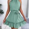 2026 Spring/Summer Women's Sleeveless Waist Cinched Ruffle A-Line Skirt S-XL
