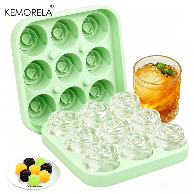1PCS 3D Rose Ice Molds 9 Grids Cube Tray Mold Flower Shape Silicone Ice Mold Ball Maker Bar Ice Cube Silicone Rubber Maker Tool зелёный