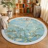 Round Rug Living Room Carpet Soft Bedroom Bedside Floor Mat Plants Flowers French Retro Anti-slip Carpets Home Ddecoration Tapis