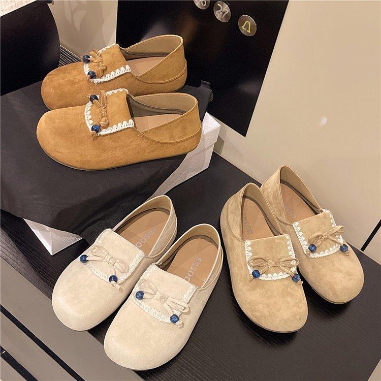 [Yushilai] Retro Boken Shoes Women's 2025 Autumn New Kangaroo Shoes Fashion Temperament Pregnant Women's Casual Shoes