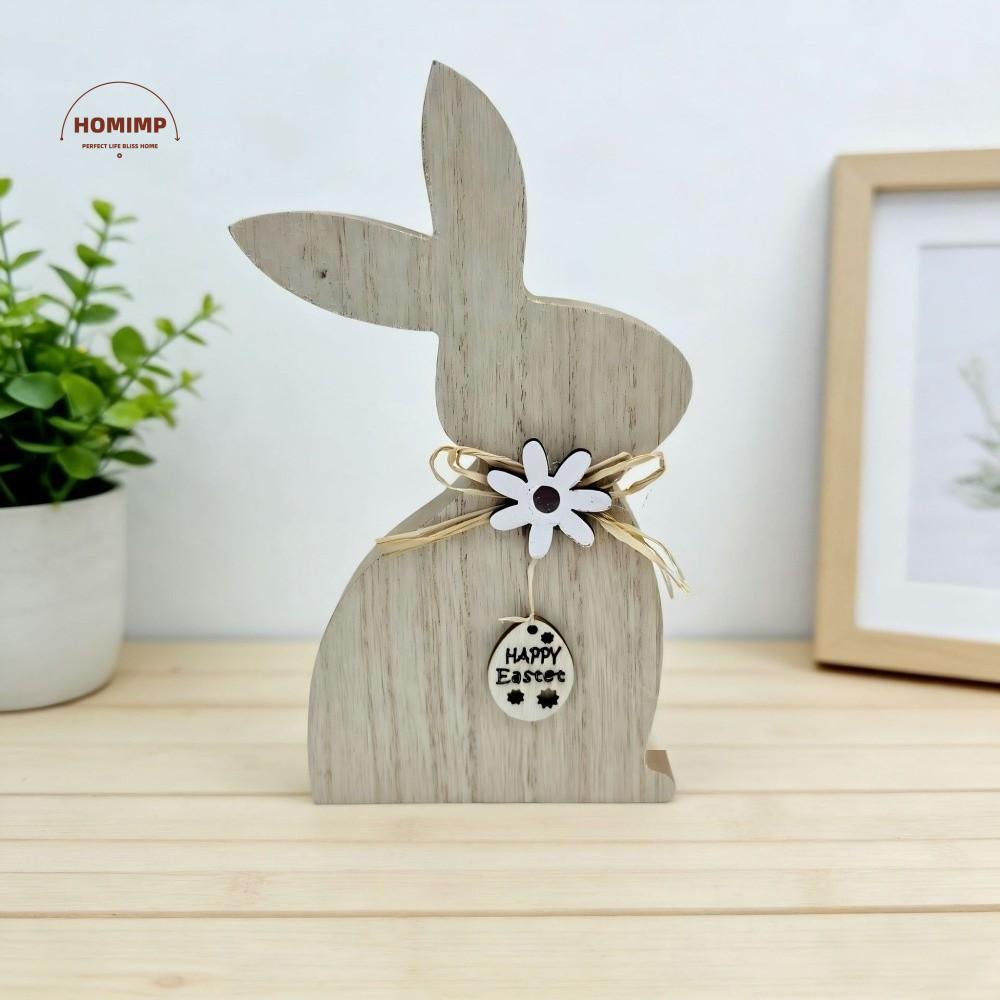 Cute Vintage Easter Bunny Crafts Minimalist Farmhouse Easter Bunny Ornaments Eco-Friendly Cartoon Rabbit Figurines Bookshelf