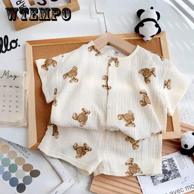 Baby Zomer Huis Set Garen Katoen Zomer Dunne Sectie Jongens en Meisjes 1-3 Jaar Casual Los Schattig Kortmouwige Vest Pyjama Tweedelig Set