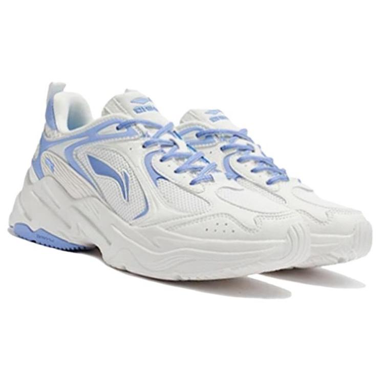 Li Ning Cushioning Slip Resistant Abrasion Resistant Low top Running Shoes Women's White Blue ARLS008-2