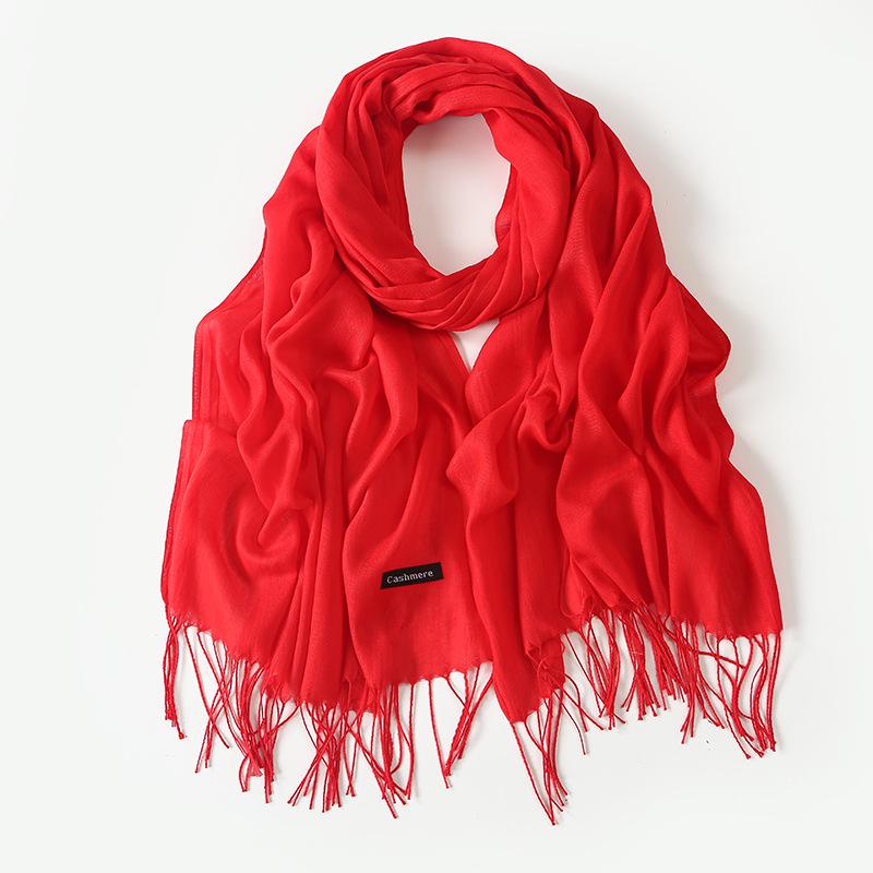 Annual Meeting Cashmere Feel Scarf: Lightweight 100g Solid Color Gift for Men & Women - Autumn/Winter Warm Shawl