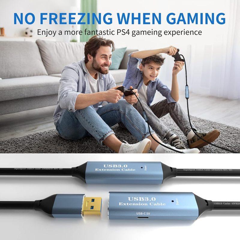 30M USB 3.0 Extension Cable with Signal Boost Chipsets, Male to Female Active Extender Cord for PC Webcam USB Hub Printer Camera