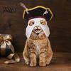 Pet Cosplay Supplies Halloween Pirate Hat, Black Hood with Feather, Funny Cat Photography Props Hat Face Mask for Dogs And Cats Party Costume