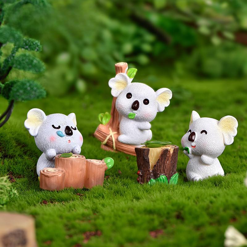Cartoon Style Resin Koala Figurine Lovely Micro Landscape Diy Decor Crystal Ball Ornament