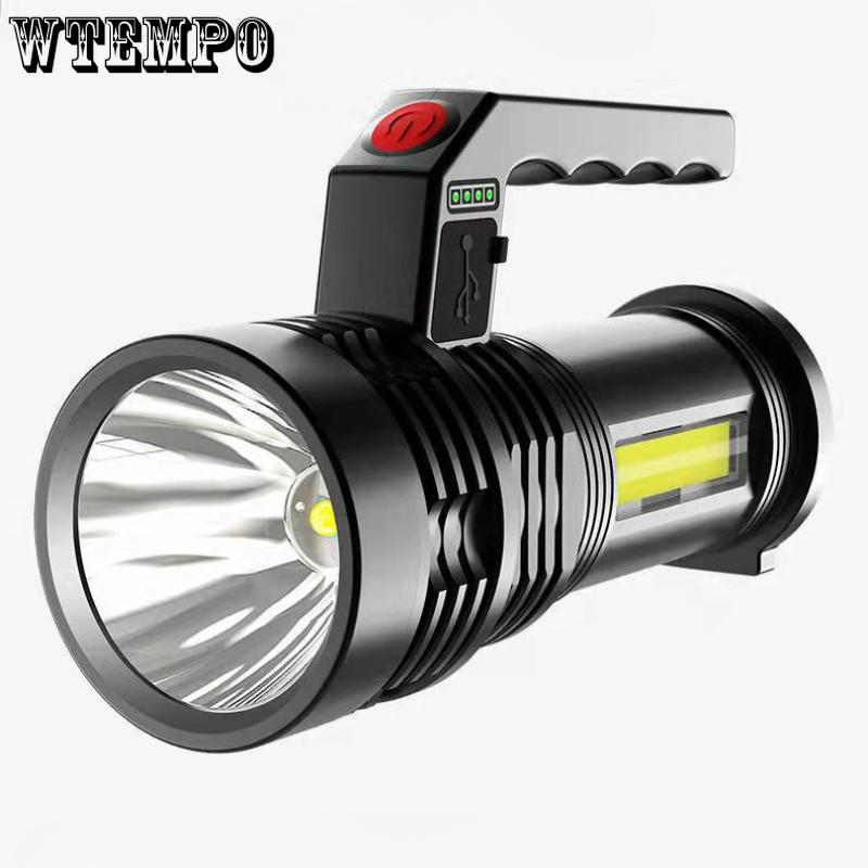 

WTEMPO бренд COB фонарик перезаряжаемый с боковым освещением домашний светодиодный многофункциональный пластиковый светильник для переноски уличный портативный светильник чёрный