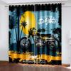 Hand-painted Motorcycle Printing Woven Curtains Two Independent Curtains On The Left and Right Blackout Curtains for Bedrooms