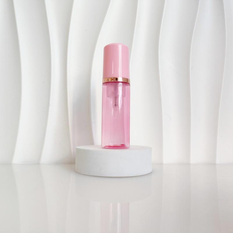 60ml Red Translucent Mousse Dispenser: Cosmetic Brush Foam Bottle for Face Wash and Travel Use