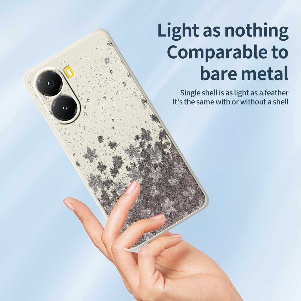 For Xiaomi Redmi Turbo 4 5G/Poco X7 Pro 5G Case Grey Flowers Pattern Printing Straight Edge TPU Phone Back Cover