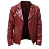 European and American men's PU leather jacket motorcycle jacket trend spring and autumn new slim leather jacket coat red black
