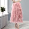 1pcs Women Tulle Skirts Layered Tutu Skirt Midi Length Elastic High Waist A Line Skirt