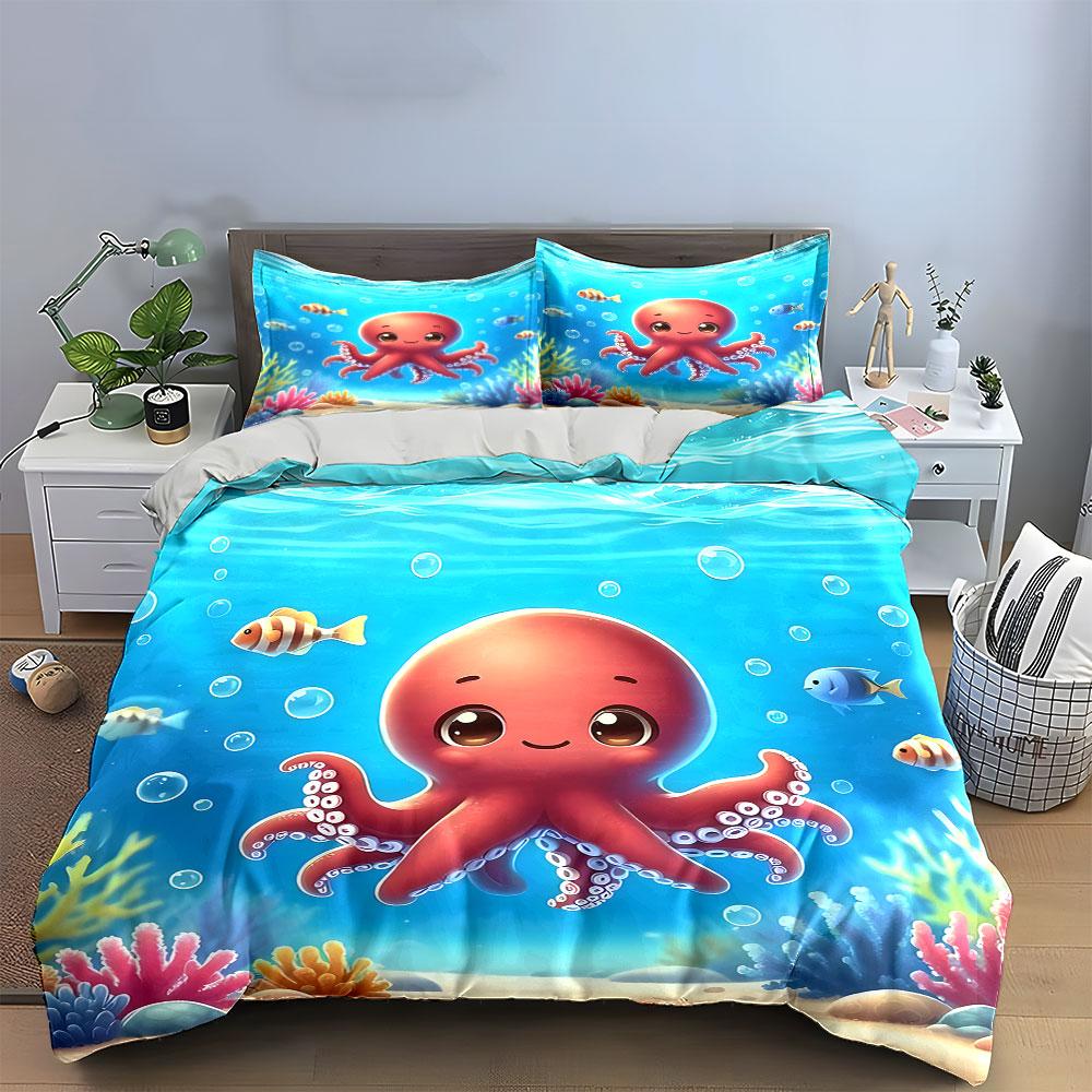 "Cheerful Underwater Octopus Dreams" Bedding Sets Duvet Covers Pillowcases(1* Duvet Cover 2* Pillowcases Without Duvet Insert)