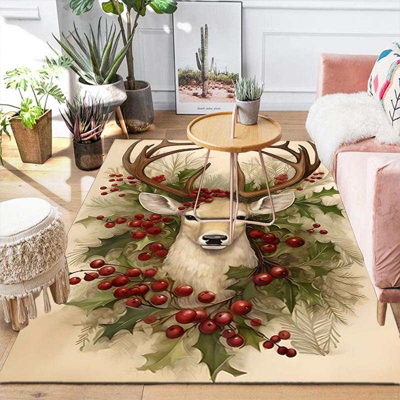 1Pc Christmas Candy Canes Rug Office Carpet Indoor Outdoor Doormat Nonslip Soft And Comfortable Living Room Christmas Halloween Gift D91841