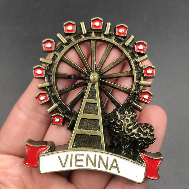 Ντουμπάι ΗΑΕ Βέλγιο Βιέννη αυτοκόλλητο ψυγείου μεταλλικό μαγνητικό 3δ αυτοκόλλητο τοπίου μαγνήτες ψυγείου συλλογή δώρα διακόσμηση σπιτιού