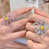 Crystal Handmade Beaded Flower Ring High Sense Simple Sweet Dopamine Ring Fashion Versatile Index Finger Ring Women