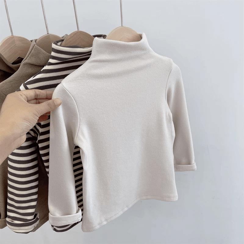 Unisex Striped Thermal Fleece Long-Sleeve T-Shirt for Kids