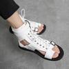 Hot Sale Luxury Men Roman Sandals Designer White Flat Sandals Men Open-toe Summer Shoes Man Comfortable Lace-up Leather Sandals