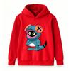 Kids Boys Girls Hooded Sweatshirt Cartoon Anime Cute Alien Mascot Print Pullover Long Sleeve Casual Loose Hoodie for School Daily Outdoor Wear