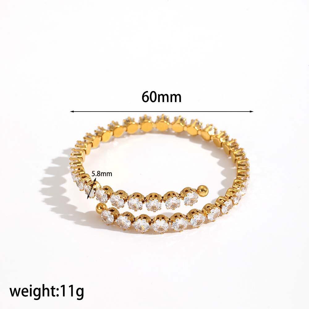 Stainless Steel Minimalist Zircon Bracelet Adjustable Open Bracelet Elegant Jewelry Accessories Gifts for Women Men