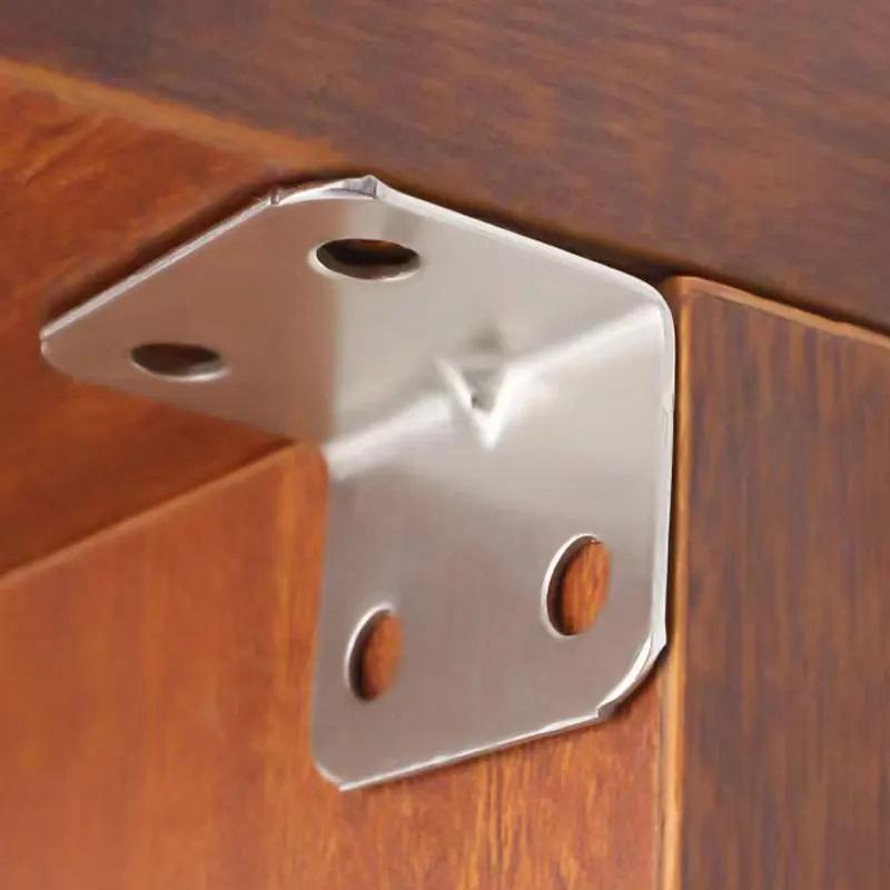 20pcs Stainless Steel L-Shaped Corner Code 90 Degree Laminated Furniture Plate Hardware Right Angle Bracket Cabinets Small