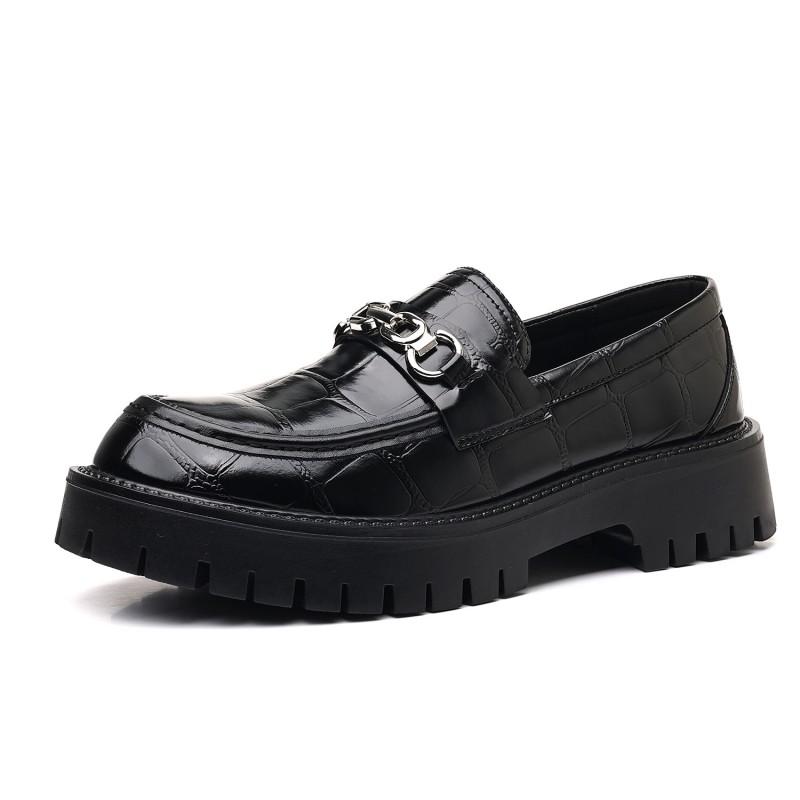 Mens Thick Sole Oxford Style Loafer Round Toe Comfortable Dress Casual Shoe Rubber Wide Fit