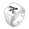 Engrave Custom A-Z Initial Picture Rings for Men, Stainless Steel Male Signet Ring, High Polished Finger Jewelry Gift Father Day