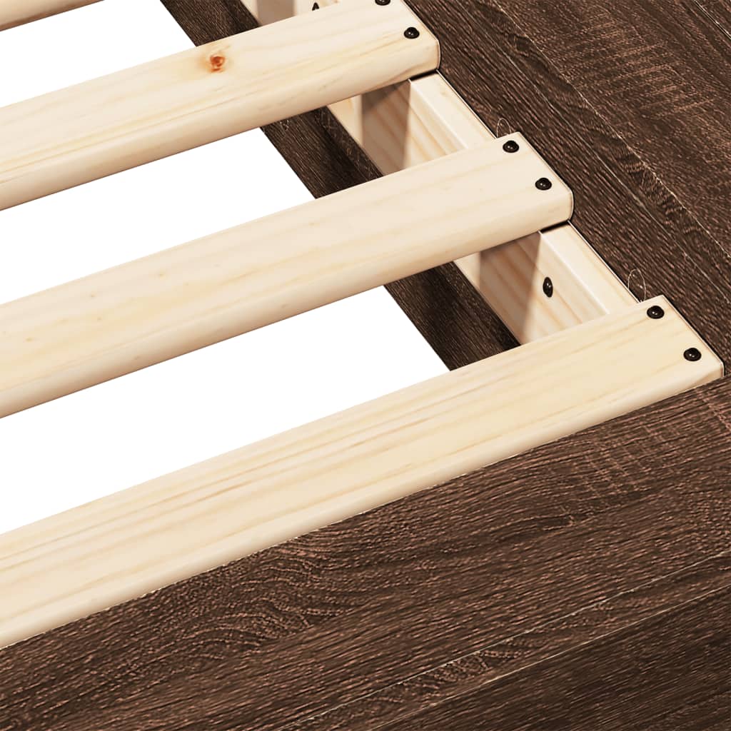 Brown Oak Effect Bed Frame 75 X 190 Cm Engineered Wood
