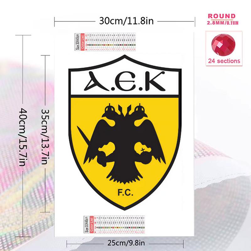 AEK Athens F.C logo 100% Round Full Drill 5D DIY Diamond Painting Embroidery Cross Stitch Rhinestone Décor