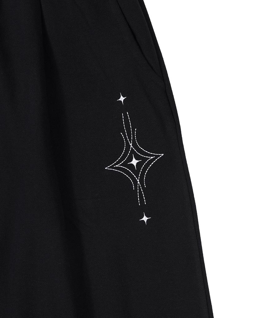 GAKKAI UNIONS One-Pleat Noise Stitch Embroidered Balloon Pants Black