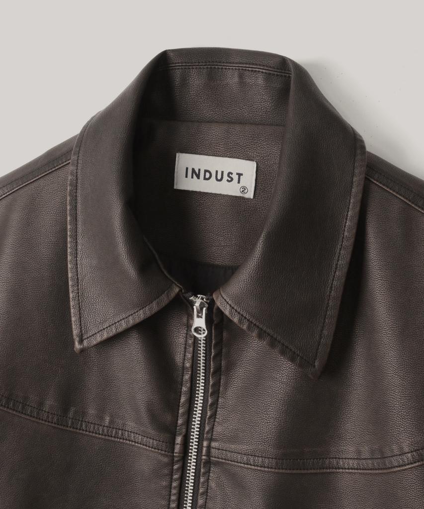 Indust Vtg Washed Leather Jacket_Brown