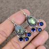 Labradorite, Topaz Gemstone 925Sterling Silver Jewelry Earring 1.77" KKG-129