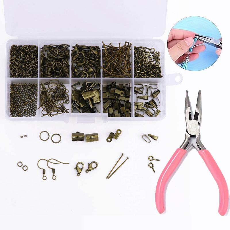 Jewelry Making Starter Kit Earrings Necklace Findings DIY Beads Plier Tools Set Jewelry Repair Tools Set Jewelry Accessories