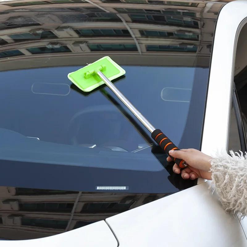 Car Windshield Cleaning Brush Window Glass Clean Wiper Telescoping Long Handle Scratch-Free Soft Wash Microfiber Washing Tool