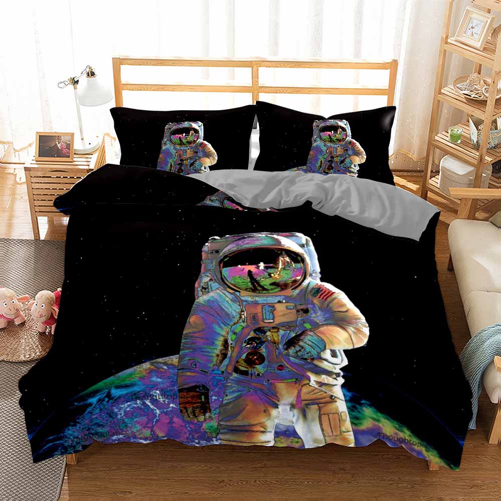 Comforter 3D Fashion Astronaut With For Children Kids Bed Decor Queen King Size Space Universe Theme