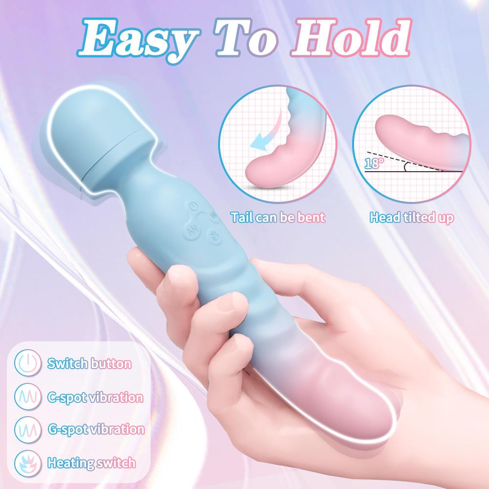 G Spot Vibrator Female Clitoral Stimulator AV Magic Wand Dildo Waterproof Heating Wand Massager for women and Couples